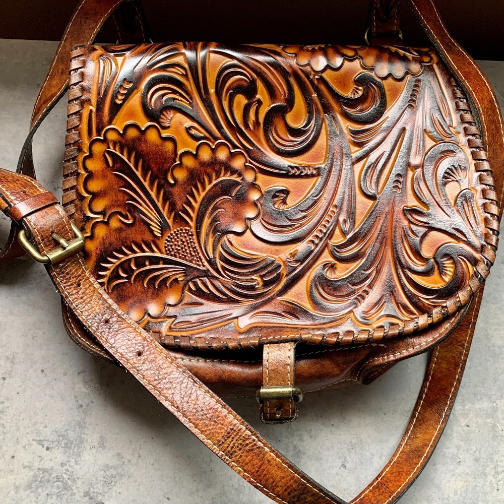 Patricia Nash leather crossbody saddle bag